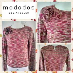 Mododoc Yarns Pink/Brown Marled Sweater Sz M